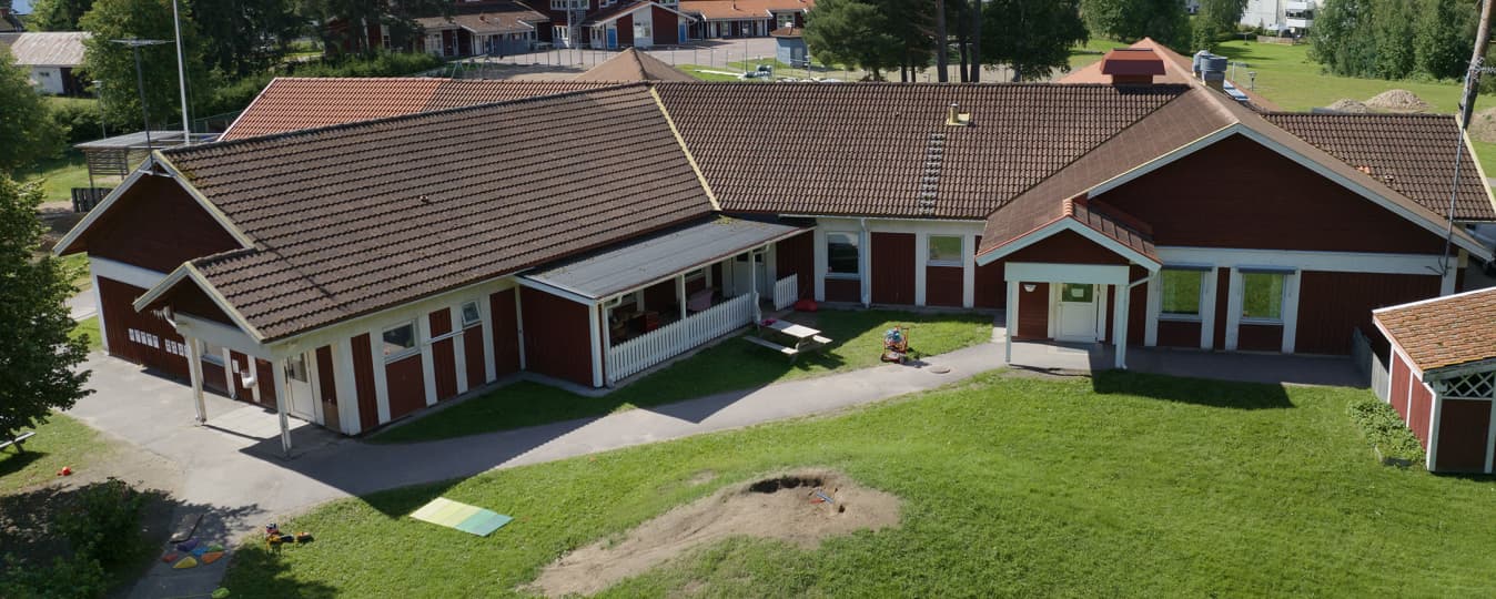 Flygfoto över Barnens hus.