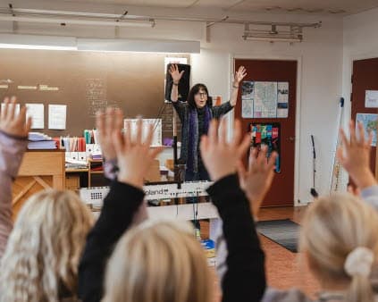 Bild från en körlektion på Sunne kulturskola