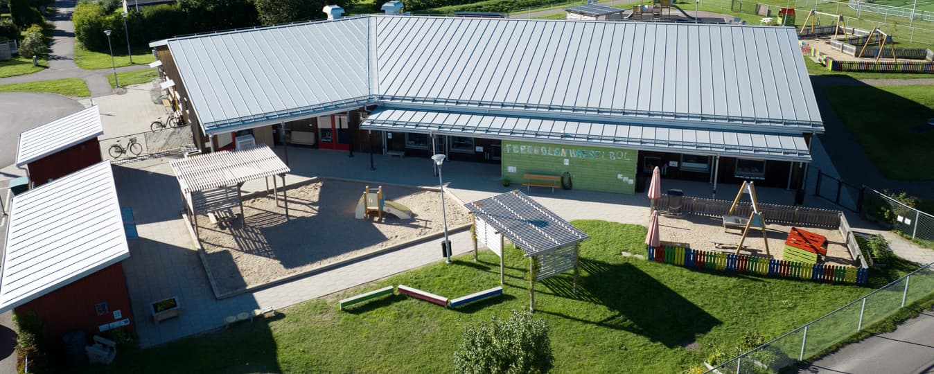 Flygfoto över Hasselbol.