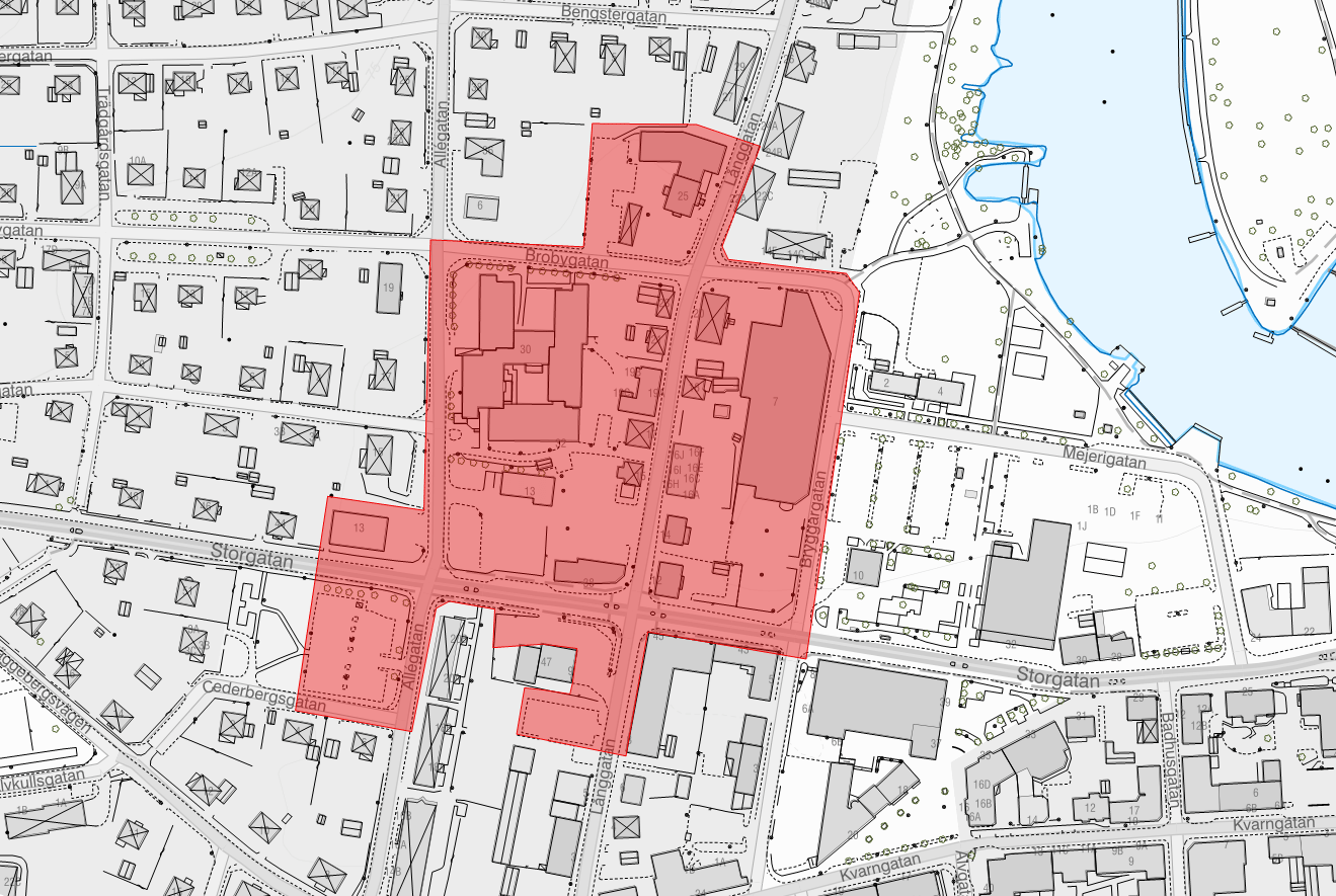 Karta över området med fyrverkeriförbud runt Allégården