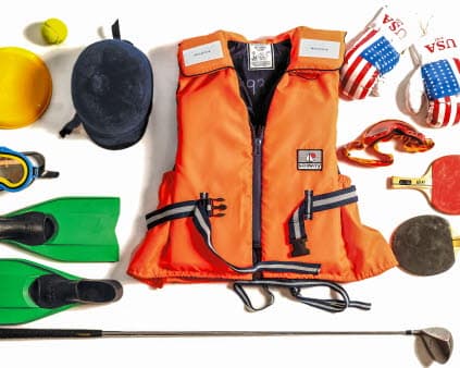 Bild på fritidsutrustning.