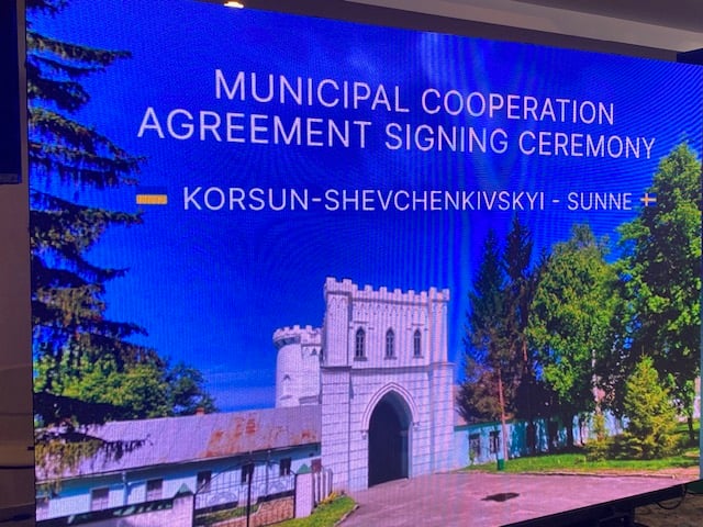 En vepa för vänortsutbytet mellan Sunne och Korsun-Shevchenkivskyi.
