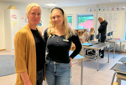 Linda Larsson, specialpedagog och Rebecca Odd, lärare och mentor F-!